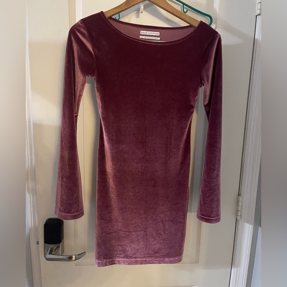Urban Outfitters Dresses & Skirts - Urban Outfitters Velvet Long Sleeve Dress in Burgundy